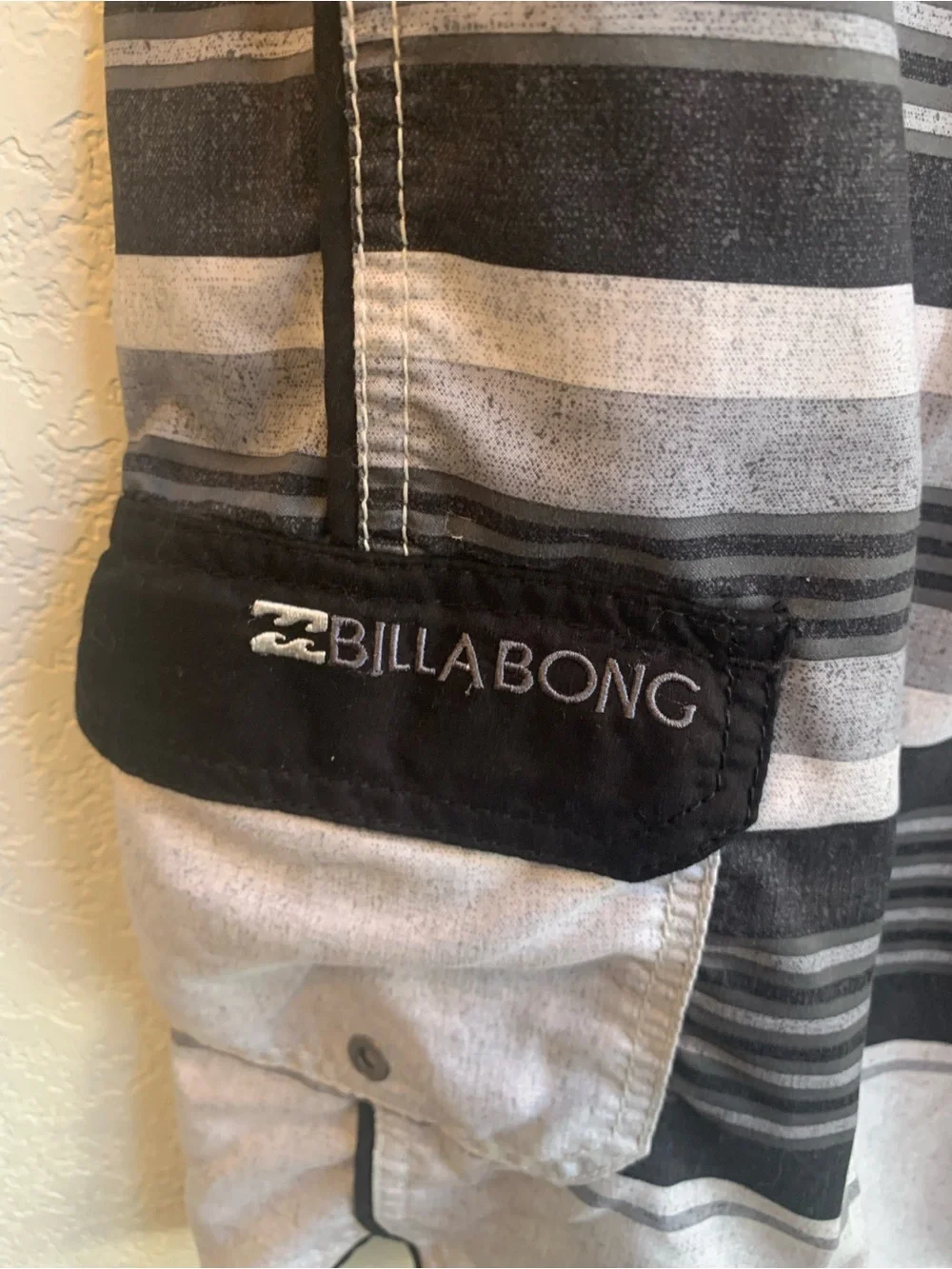 Billabong Men’s Black & Gray Striped Board Shorts